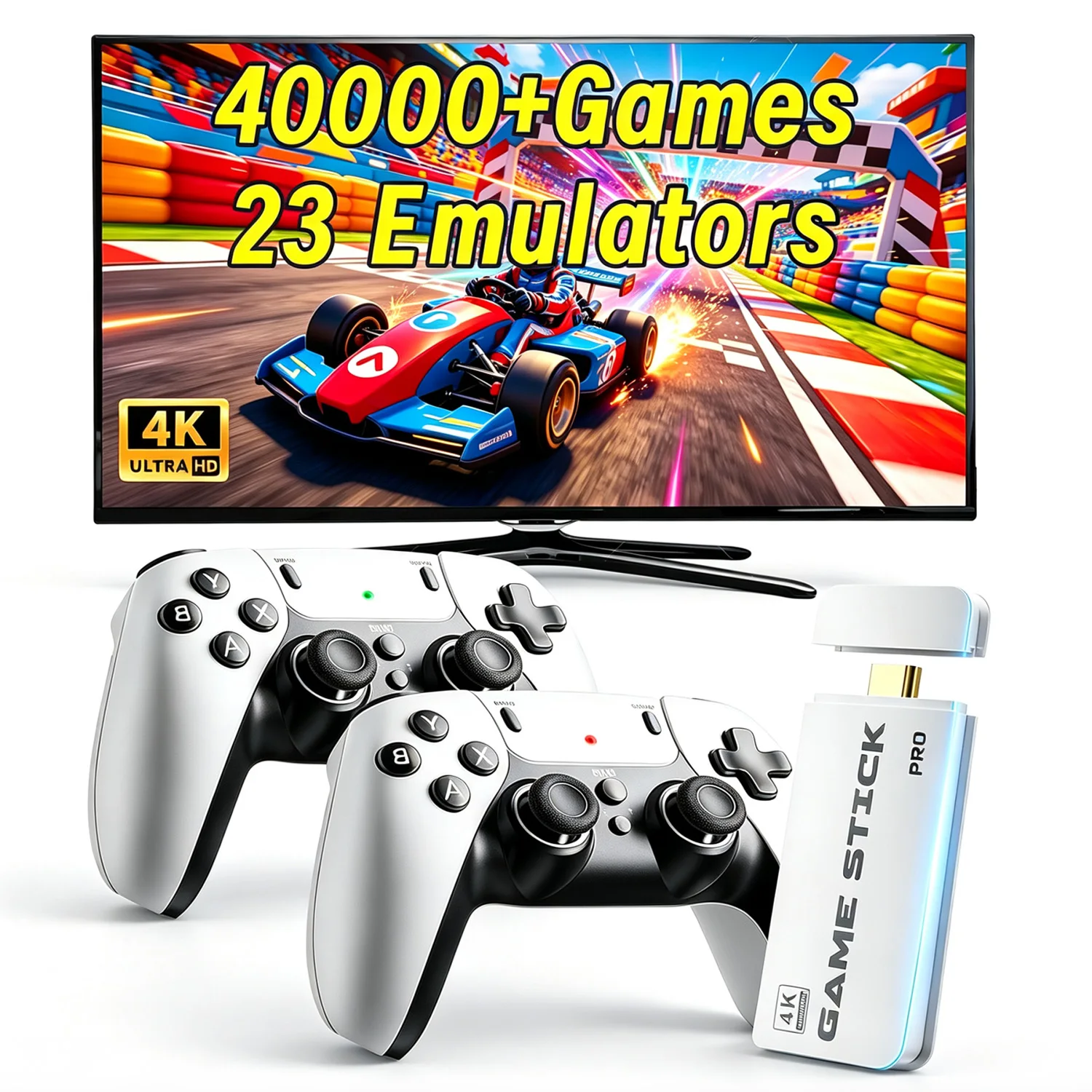 Retro Gaming Kiosk - M15 レトロゲームスティック：4K HDMI出力、64GB内蔵、40000種類以上のクラシックゲーム、2.4Gワイヤレスコントローラー、マルチエミュレーター搭載の携帯ゲーム機。