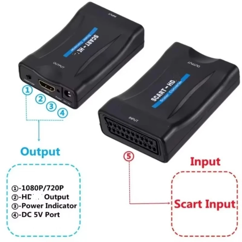 USB電源対応のSCART-HD変換アダプター。1080Pの - Scart To Hdmi のレビューと価格