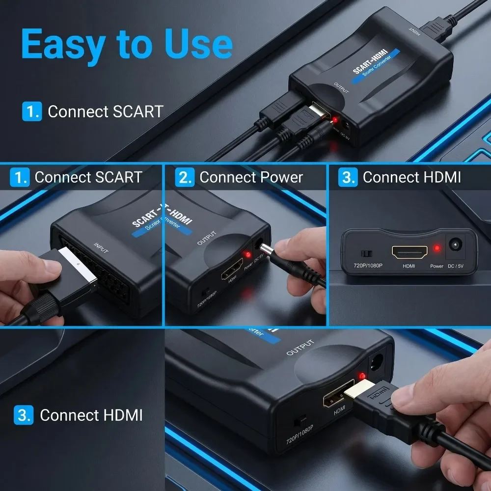 Sky Box STB用変換アダプター。USBケーブル付き。 - Scart To Hdmi のレビューと価格